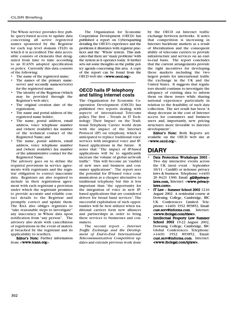 Diary 2002 computer law security review pdf internet domain name