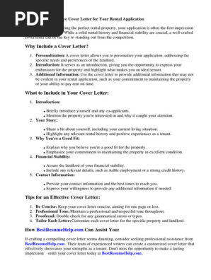 Cover Letter for Rental Application