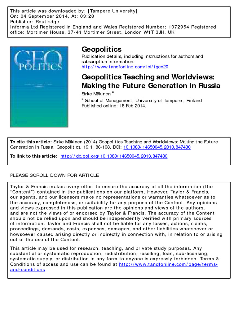 Geopolitics Teaching and Worldviews Maki | PDF | Geopolitics | Essentialism