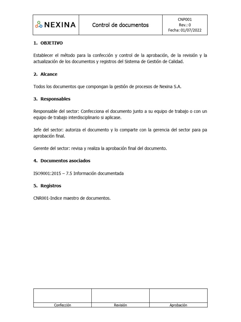 CNP001-Control de Documentos - Rev.0 | PDF | Taxonomía (biología ...