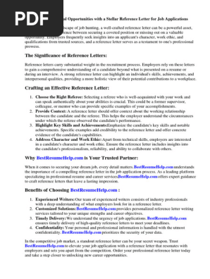 Reference Letter for Job