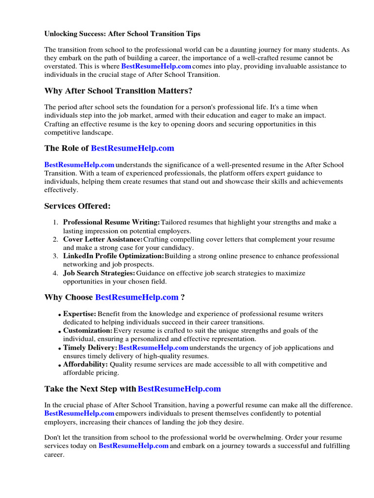After School Teacher Job Description For Resume PDF Résumé Teachers