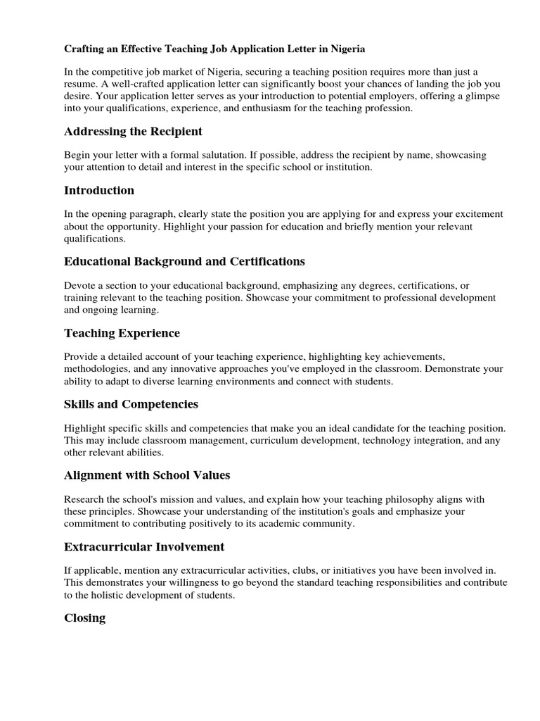 SAMPLE APPLICATION LETTER FOR A JOB VACANCY IN NIGERIA visual data 7