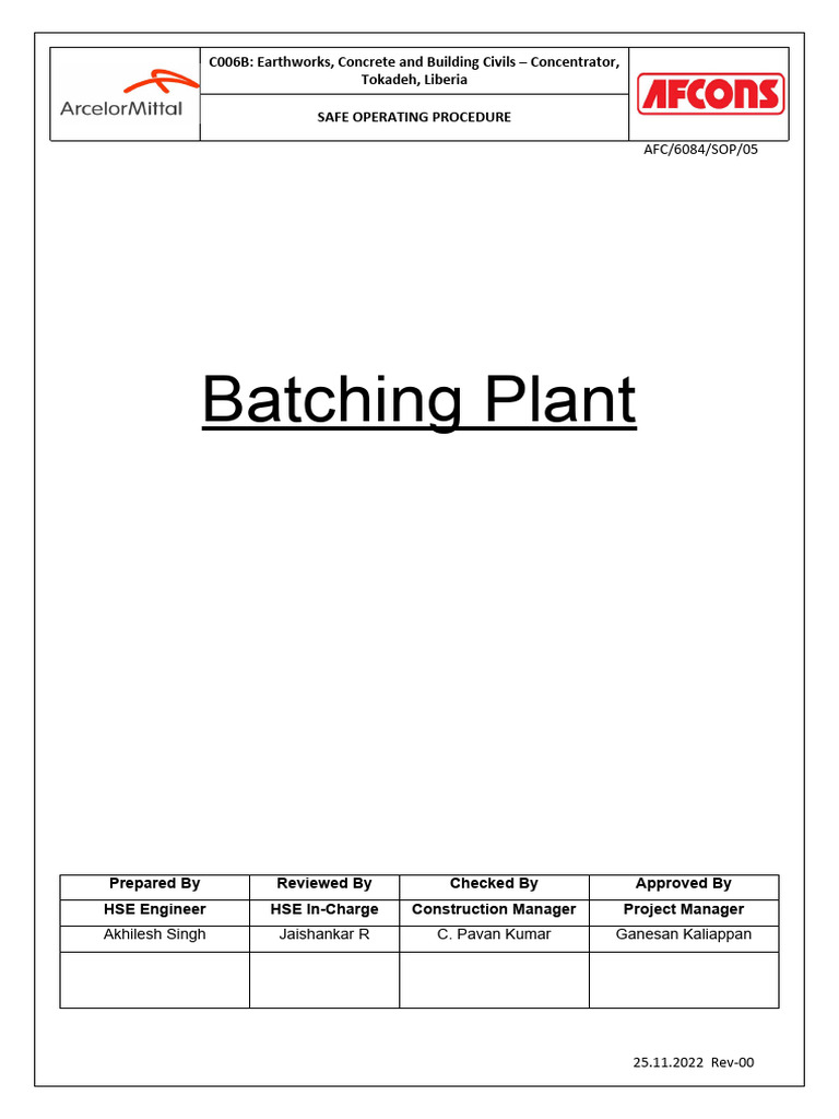 E. Batching Plant | PDF | Concrete | Occupational Safety And Health