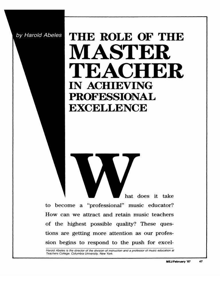 The role of the master teaching in achieving professional excellence