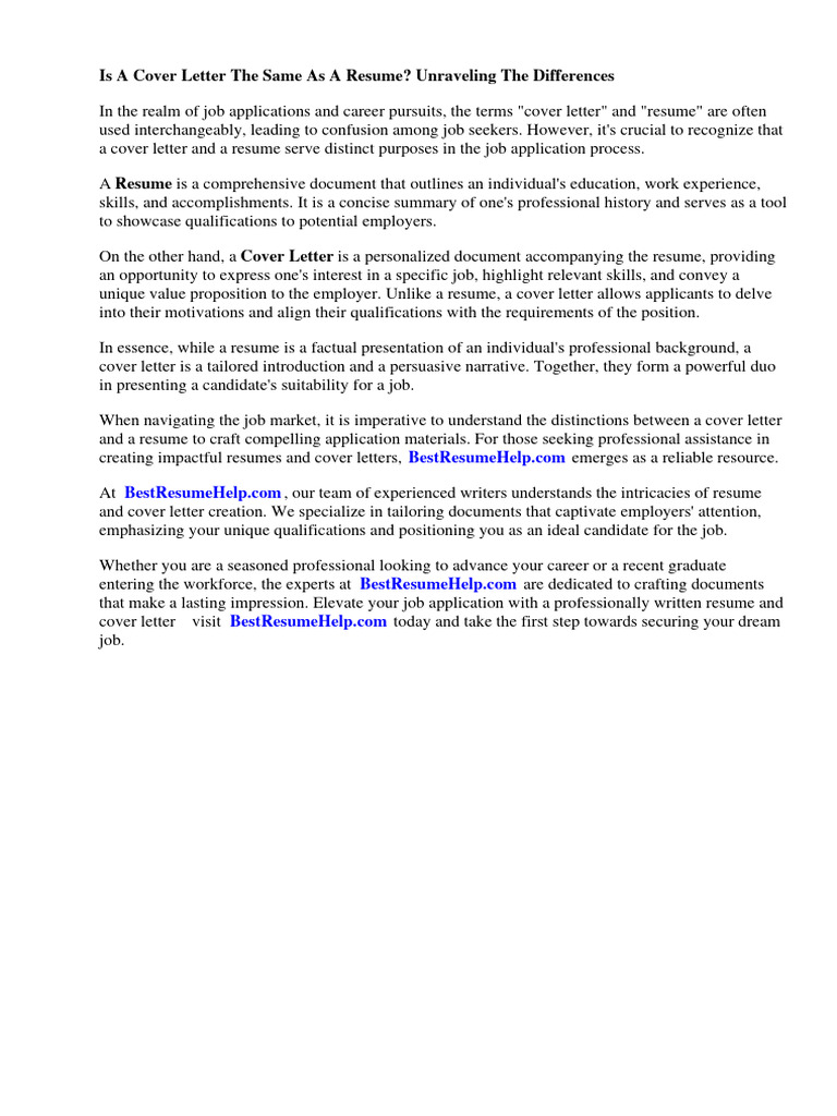 Is A Cover Letter The Same As A - 1726475442
