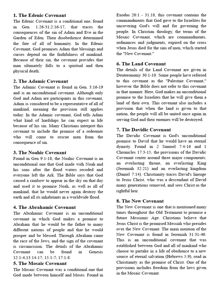 Overview of Biblical Covenants | PDF | Covenant (Biblical) | New Covenant