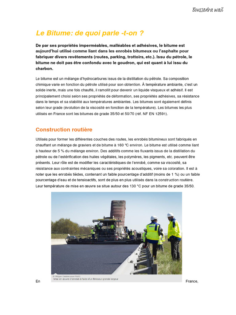 Comprendre le bitume et ses usages | PDF | Matériaux | Chimie