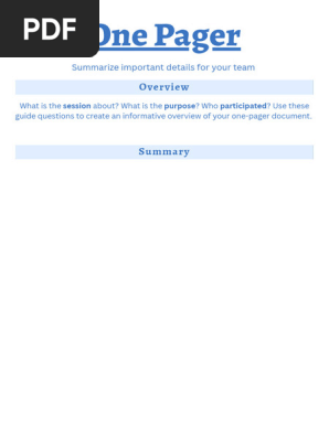 Sample 2 One Pager Summary