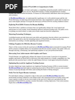 Word 2010 Resume Template