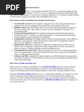 Curriculum Vitae Sample Word Format