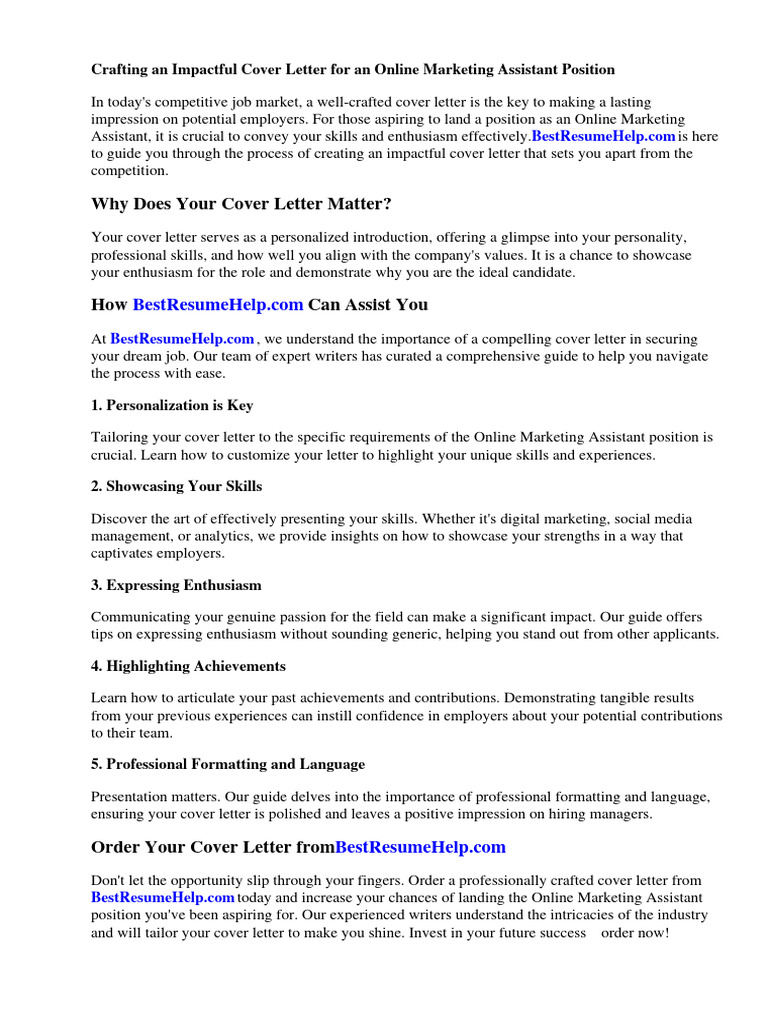 Cover Letter Tips for Marketing Assistants | PDF | Marketing | Social Media