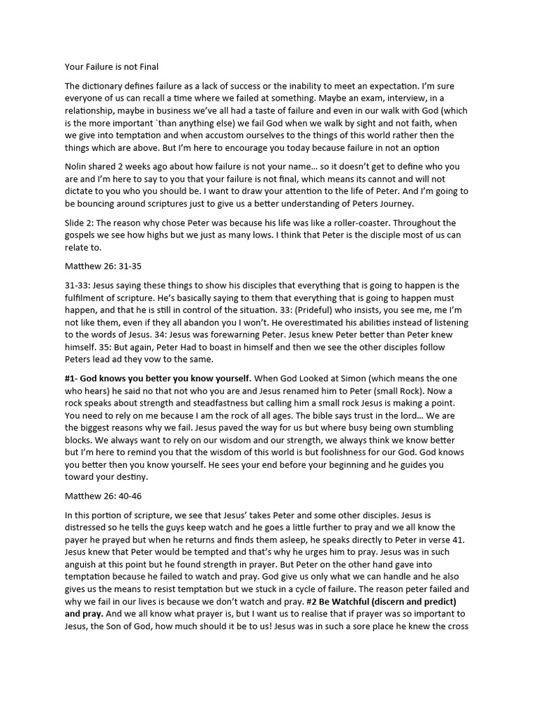 Overcoming Failure: Peter's Journey | PDF | Jesus | Saint Peter