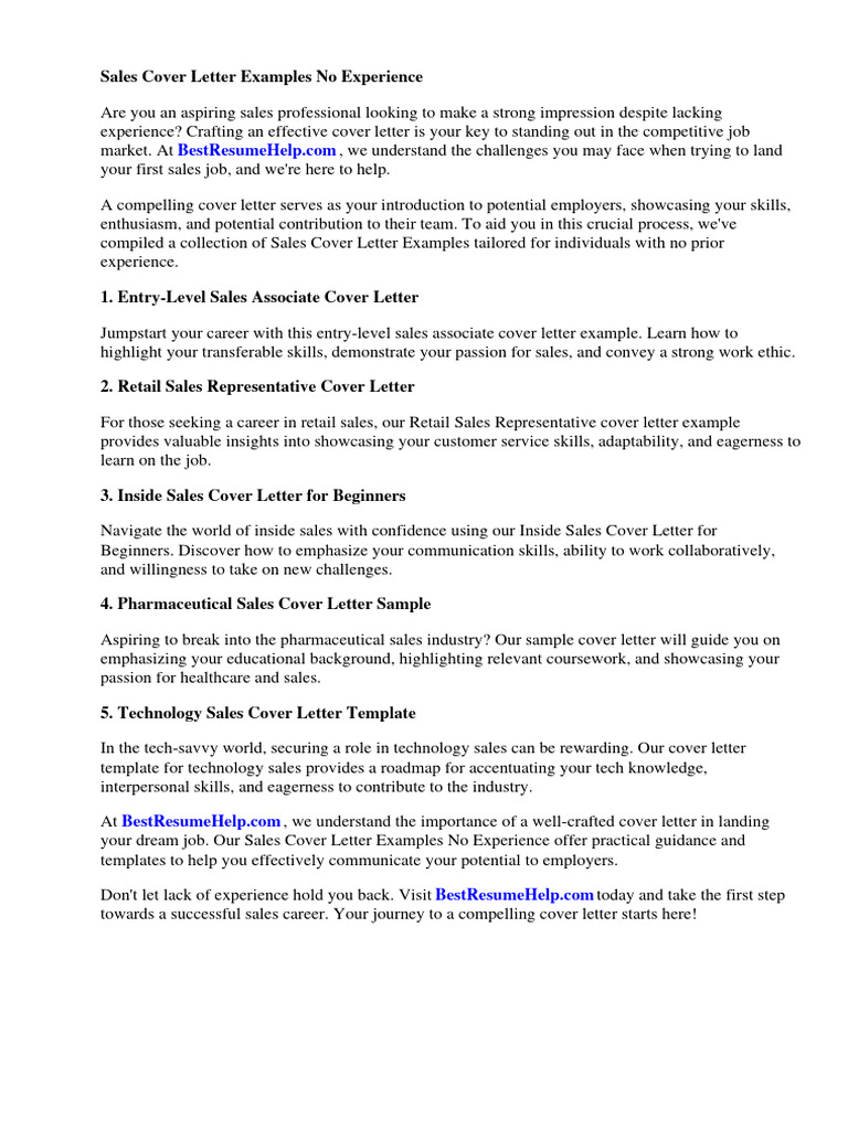 Sales Cover Letter Examples No - 1721181645