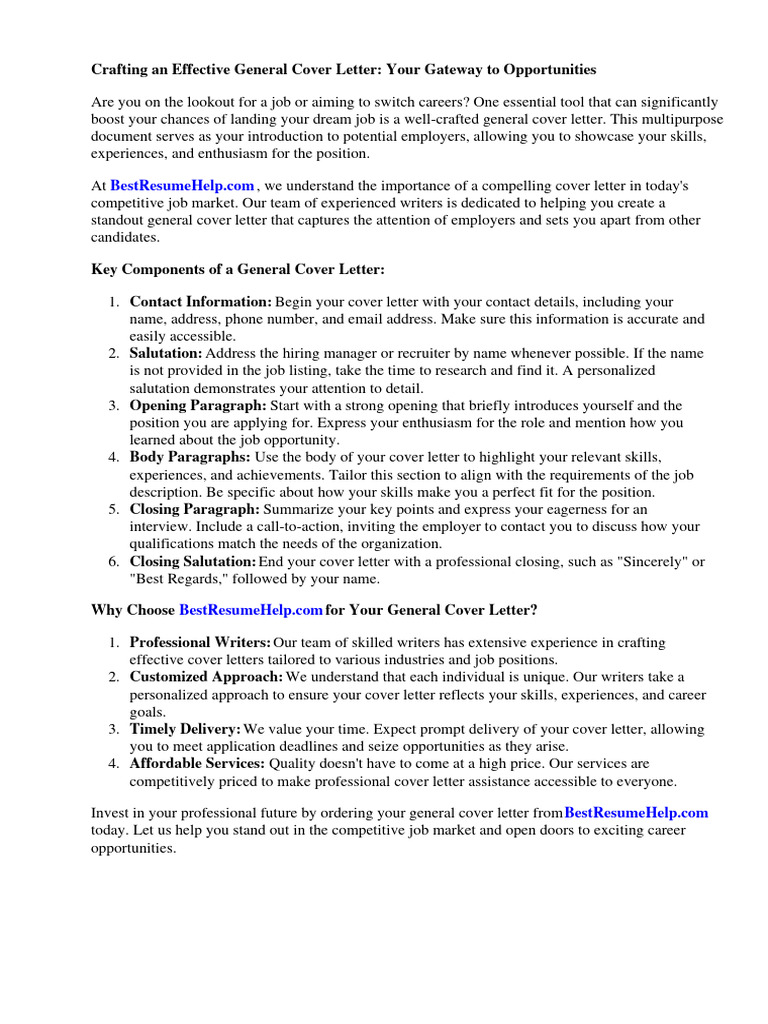 General Cover Letter For Any Job | PDF | Http Cookie | Recruitment