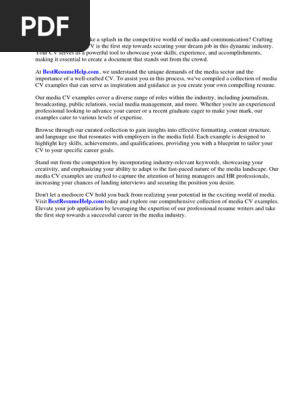Media Cv Examples Uk