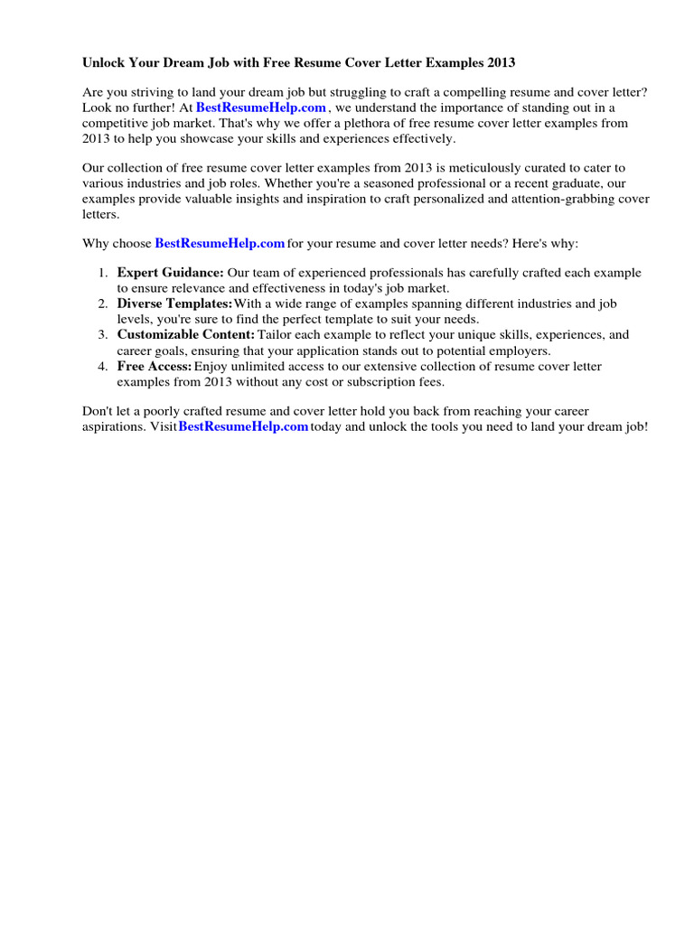 Free resume cover letter examples 2013 pdf r sum file format