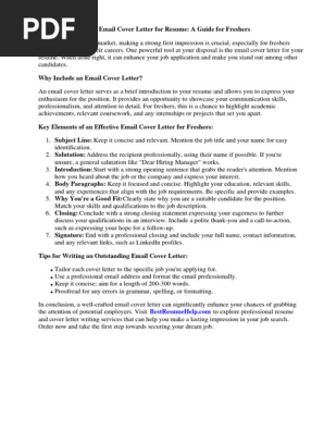 Email Cover Letter for Resume for Freshers
