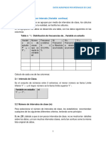 Calculo de Intervalos de Clase Variable Continua