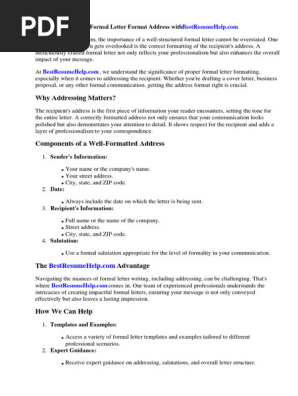 Formal Letter Format Address
