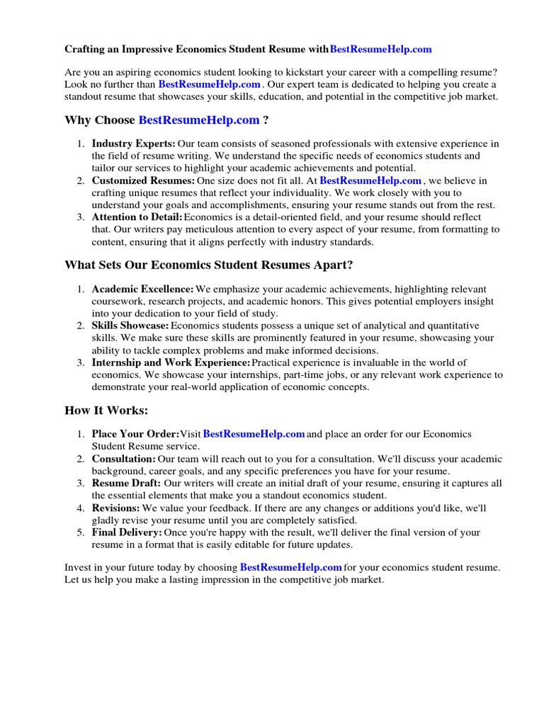 Economics Student Resume | PDF | Economics | Résumé