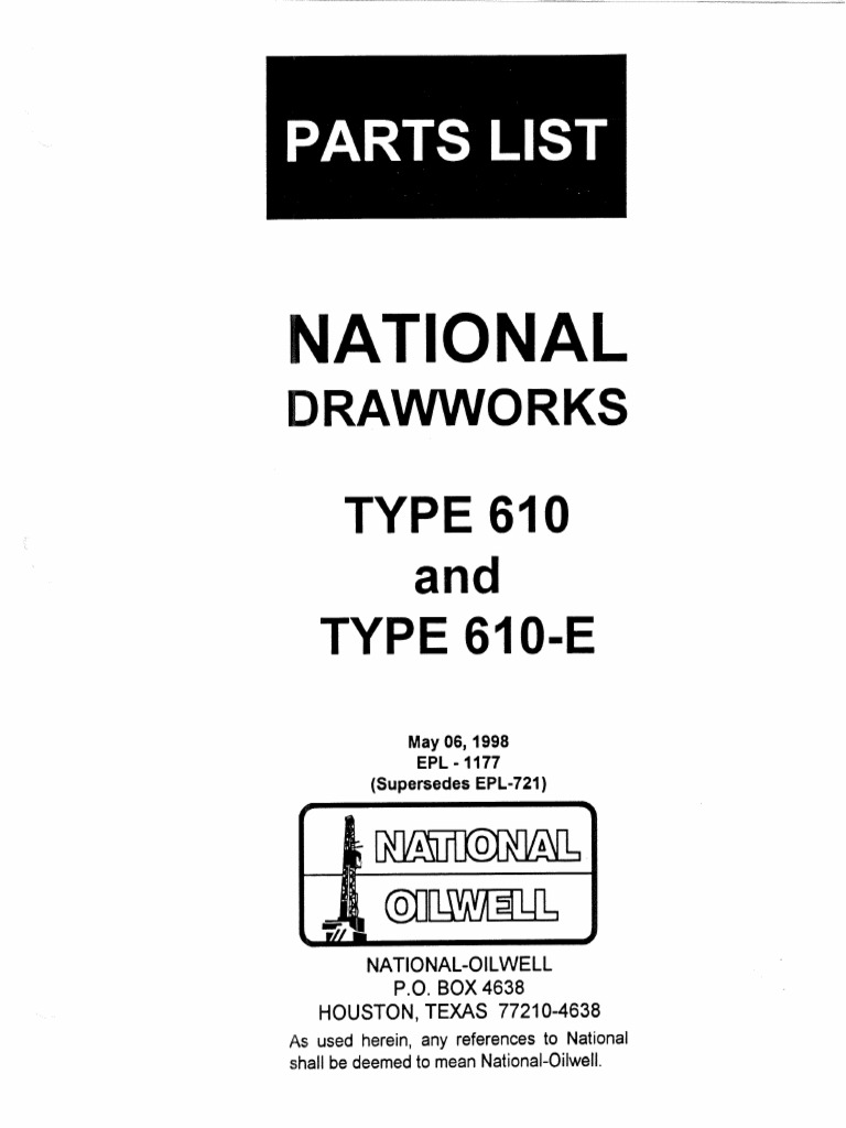 NATIONAL Drwks. 610 & 610E PARTSLIST | PDF