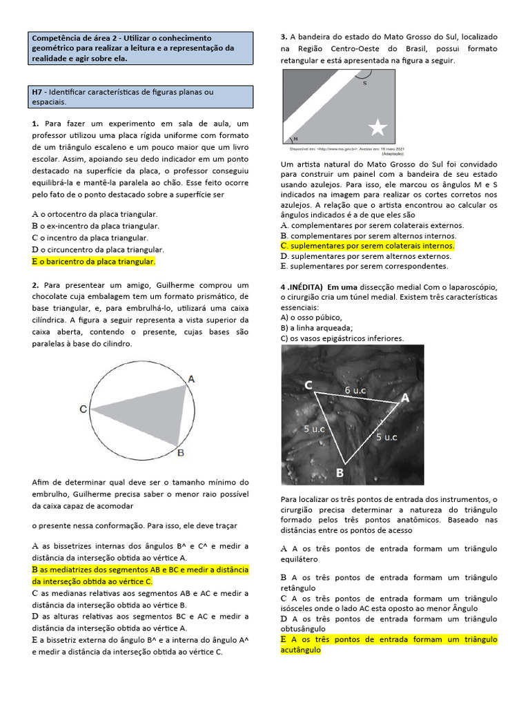 Formas Geométricas da Bandeira MS | PDF | Triângulo | Geometria Euclidiana