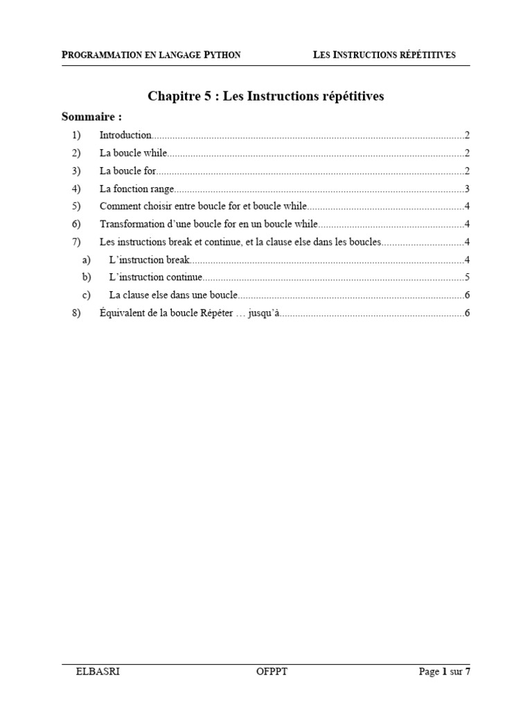 Boucles et itérations en Python | PDF | Structure de contrôle ...