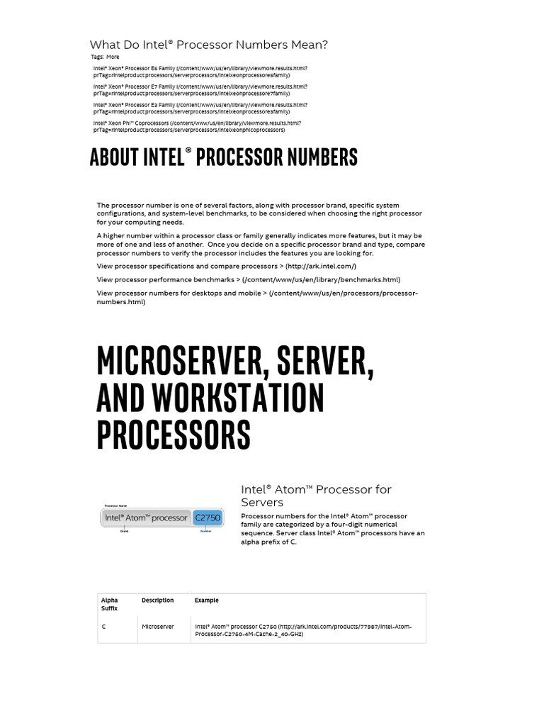 What Do Intel® Processor Numbers Mean Download Free PDF Office