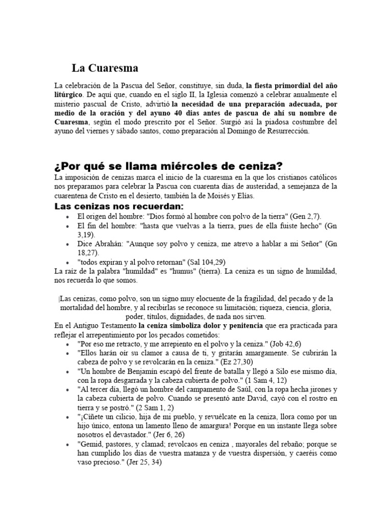 Significado y Prácticas de la Cuaresma | PDF | Prestado | Pascua de ...