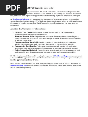 Hvac Apprentice Cover Letter
