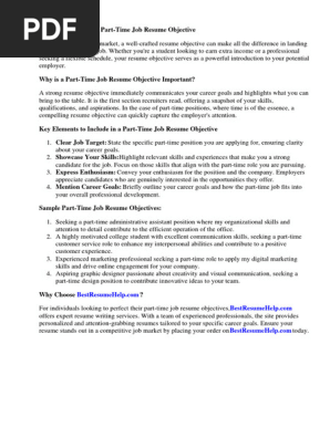 Part Time Job Resume Objective