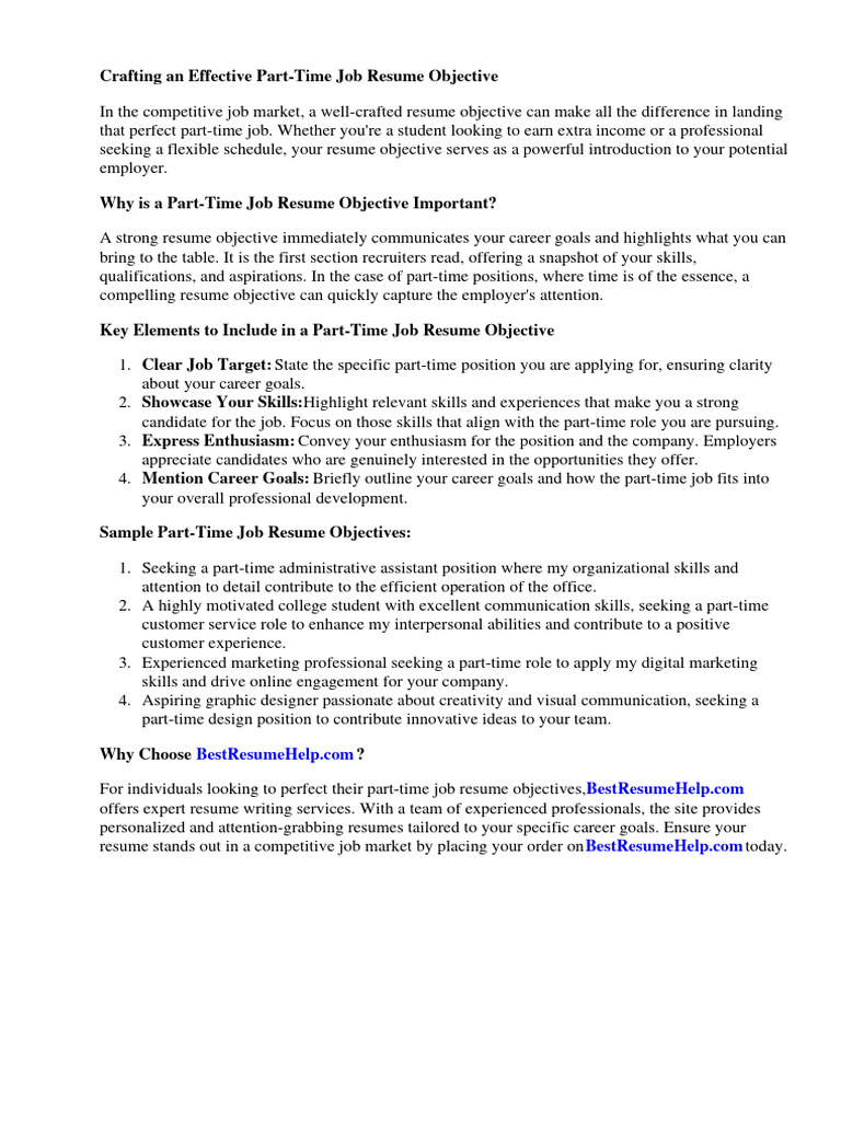 Part Time Job Resume Objective | PDF | Résumé | Experience, image size:768x1024