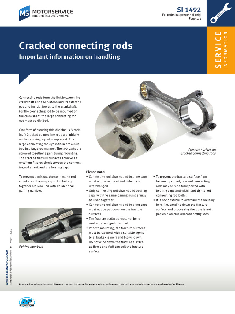 Cracked Connecting Rods PDF Fracture Engines