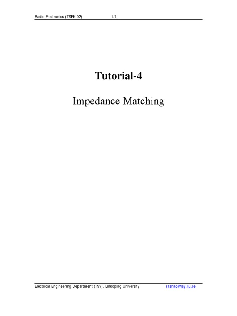 Impedance Matching Techniques Tutorial | PDF | Electrical Impedance ...
