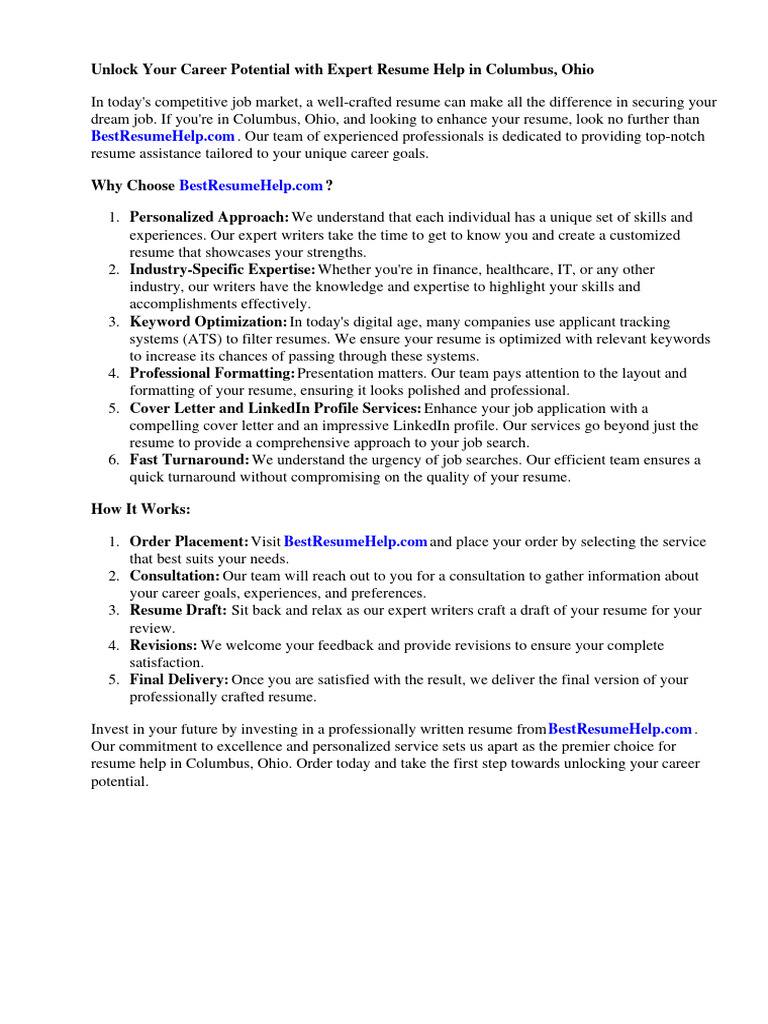 Resume Help Columbus Ohio PDF Résumé Linked In