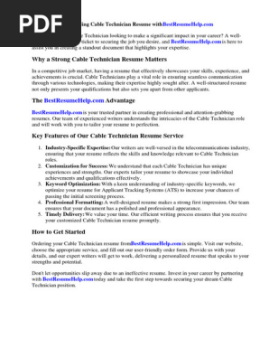Cable Technician Resume