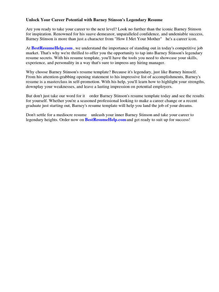 Barney Stinson Resume Website PDF Social Media Popular Culture