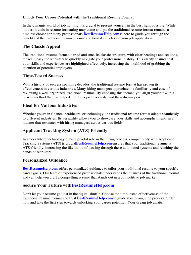 Traditional Resume Format PDF - 1710153475