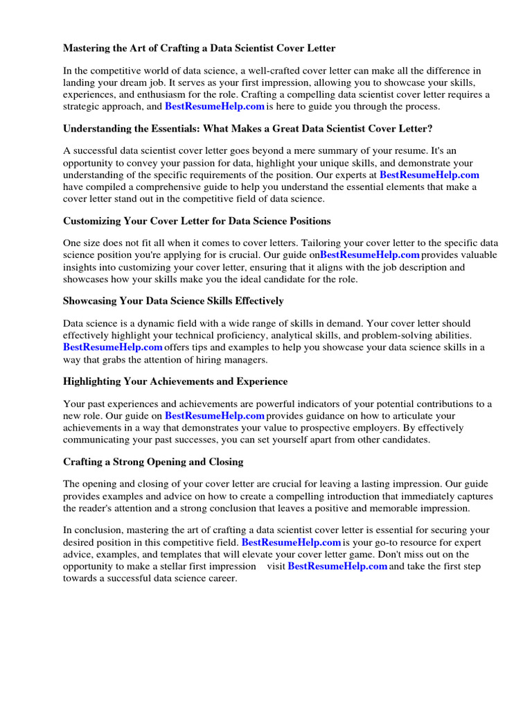 How To Write A Cover Letter Data Scientist Download Free PDF Data