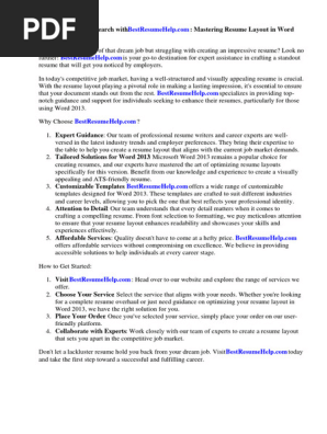 Resume Layout Word 2013