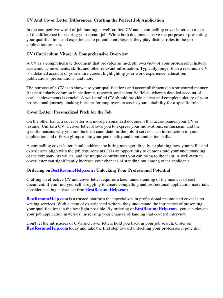 CV and Cover Letter Difference - 1725911925