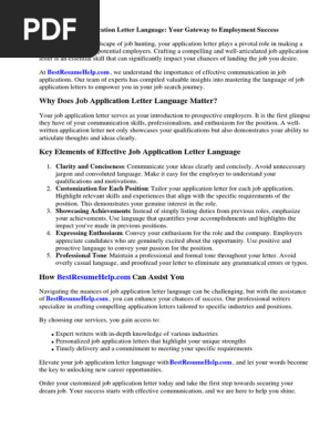 Job Application Letter Language
