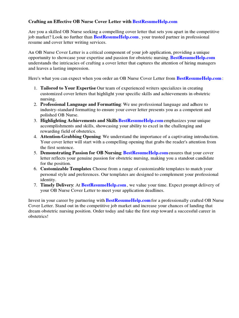 Ob Nurse Cover Letter | PDF | Nursing | Mental Health