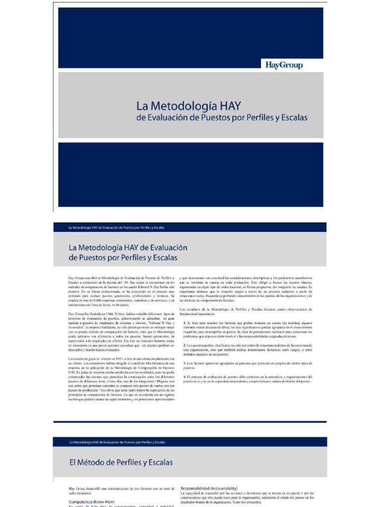 La Metodología HAY de Evaluación de Puestos Por Perfiles y Escalas | PDF