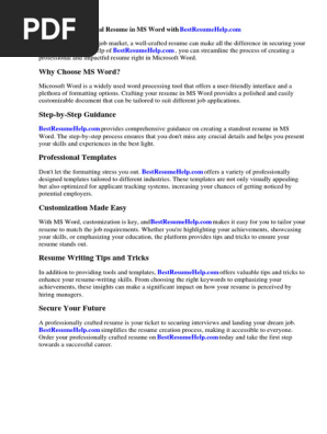 Preparing Resume in Ms Word