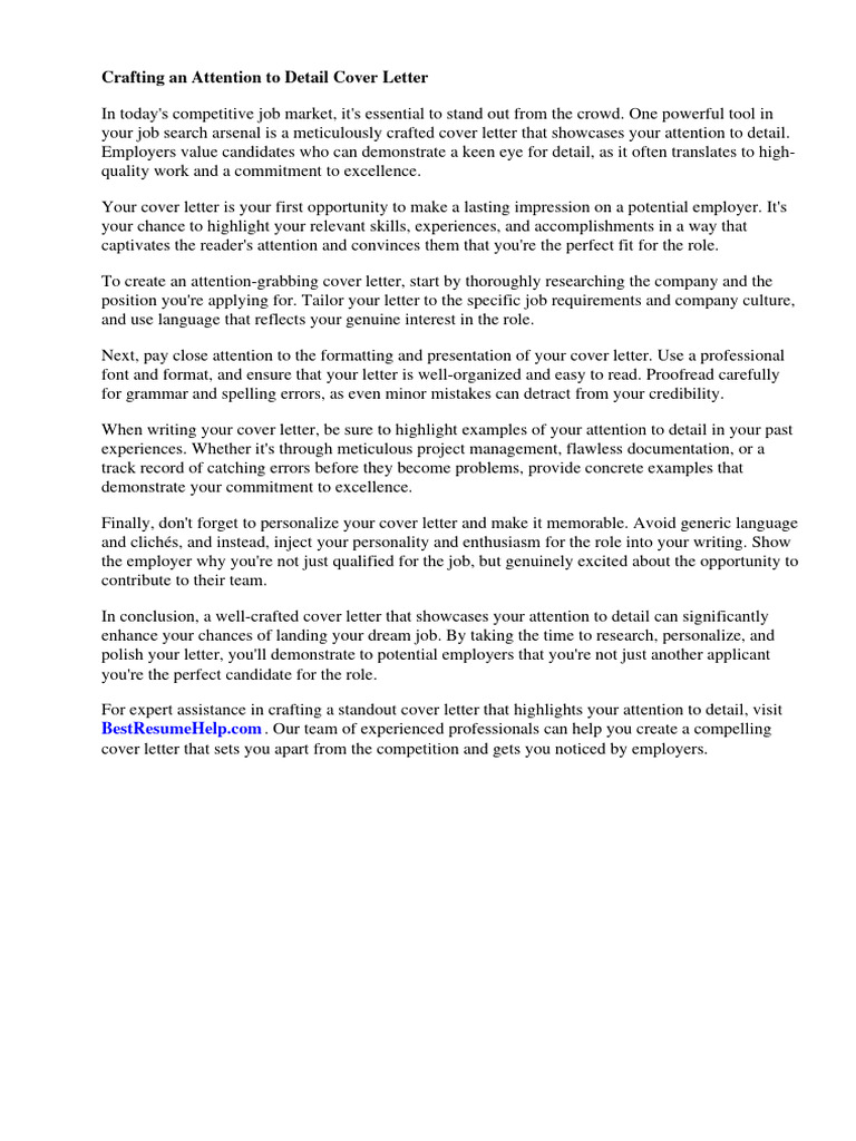 Attention To Detail Cover Letter | Download Free PDF | Résumé | Architect