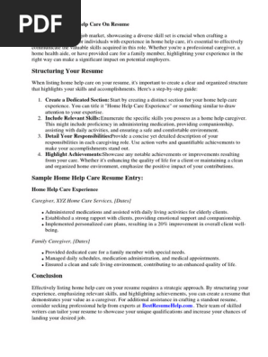 How to List Home Help Care on Resume