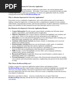 Resume for University Application
