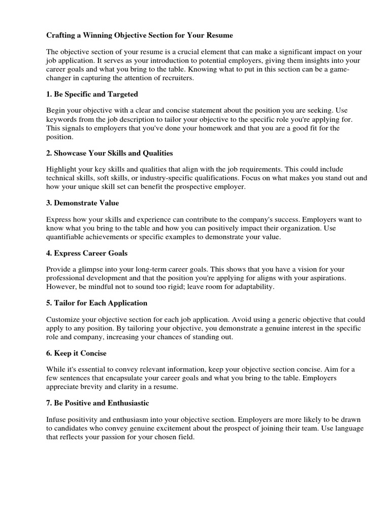 What To Put in The Objective Section - 1711413820